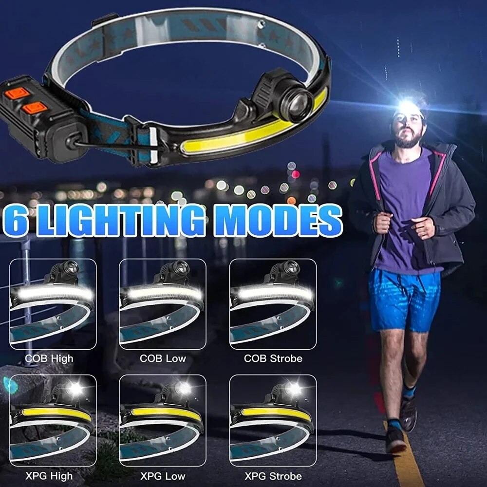 HL 04-10.0 USB Rechargeable LED Sensor activated Powerful Headlight, ideal for Camping, Fishing...