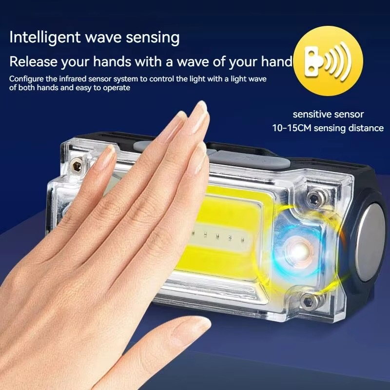 Mini Dual COB Headlamp Sensor Hat Clip Headlight 5 Lighting Modes Outdoor Camping Hunting Flashlight Induction Head Lamp