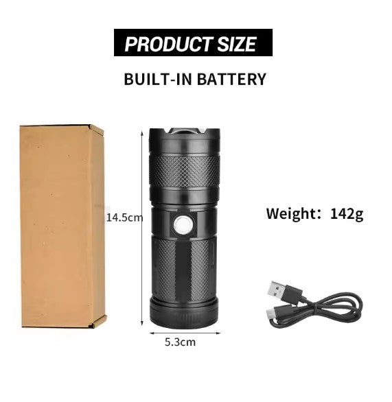 XHP50 Super Bright Led Double Head Flashlight Waterproof Rechargeable Zoomable Torch Work Light Spotlight Floodling Lantern