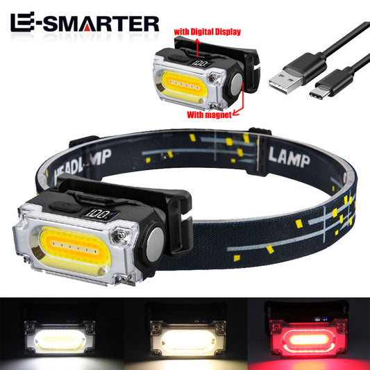 HL 17-4.0 Super Bright Magnetic Headlamp 3 Light Source Hat Clip Lamp Outdoor Hiking Camping Work Head-mounted Light with Digital Display