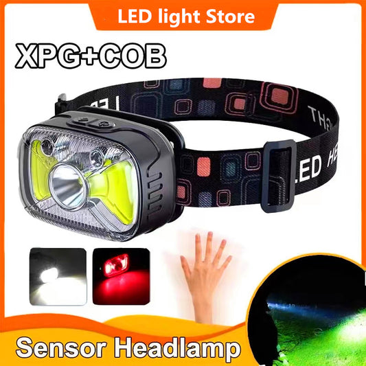 HL 15-4.0 Super Bright Led Headlamp Portable COB Sensor With 18650 Battery USB Rechargeable Head Flashlight For Fishing Camping