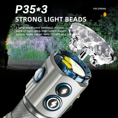 TC 03-6.5 Long Life, Waterproof, 3 LED Flashlight/Lantern, USB Charging 18350 Battery, Magnetic RGB Camping, Fishing Light