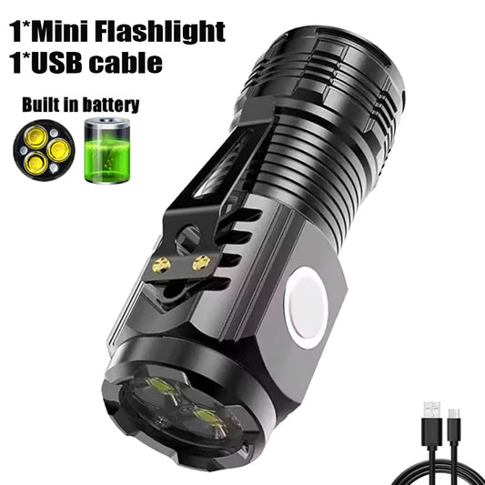 TC 04-2.5 Powerful 3 LED Flashlight 1000 Lumen Flashlights USB Rechargeable Waterproof Outdoor Waterproof Fishing Hunting LED Torch