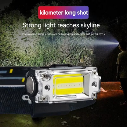 Mini Dual COB Headlamp Sensor Hat Clip Headlight 5 Lighting Modes Outdoor Camping Hunting Flashlight Induction Head Lamp
