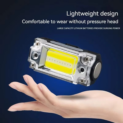Mini Dual COB Headlamp Sensor Hat Clip Headlight 5 Lighting Modes Outdoor Camping Hunting Flashlight Induction Head Lamp