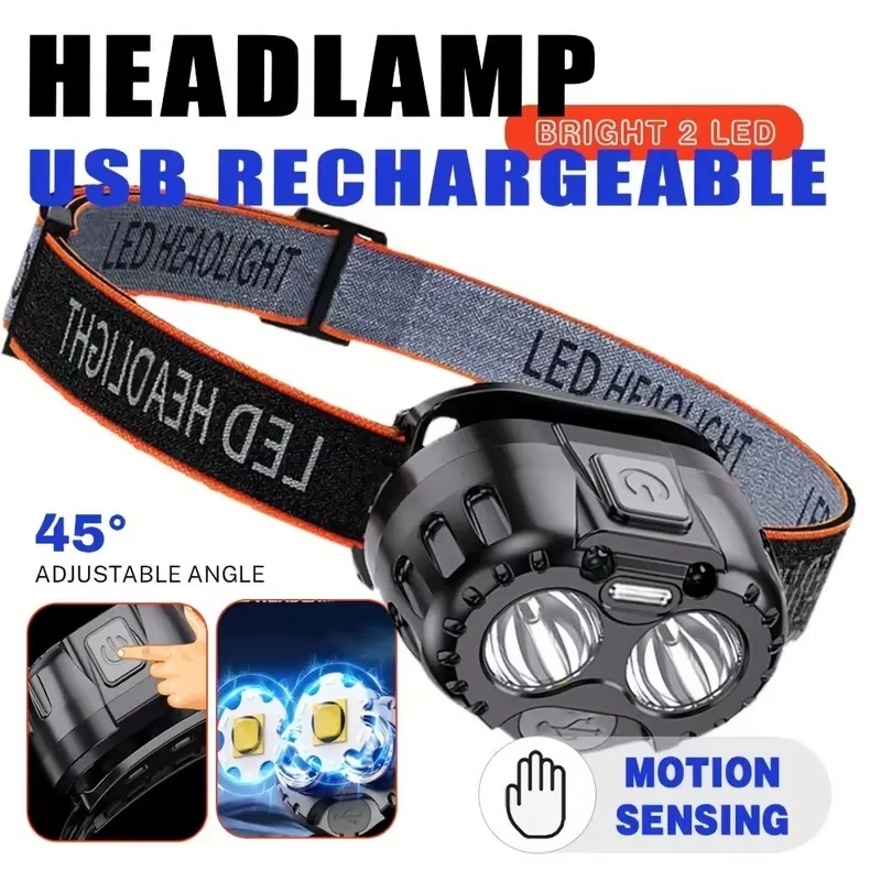 HL 02-5.0 Powerful LED Headlamp IPX4 Waterproof Emergency Head Flashlight 250LM XPE LED Headlamp 500mAh for Outdoor Fishing Camping Hiking