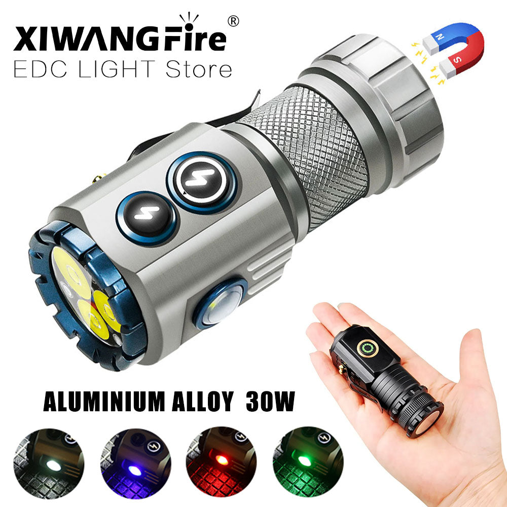 TC 03-6.5 Long Life, Waterproof, 3 LED Flashlight/Lantern, USB Charging 18350 Battery, Magnetic RGB Camping, Fishing Light