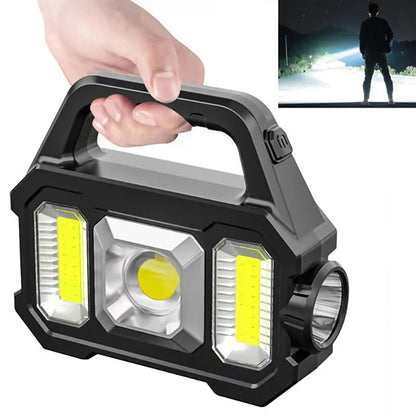 TC 01-6.0 Solar and USB Rechargeable Flashlight, Waterproof COB LED Torch Brightly Light Portable Powerful Lantern for Fishing, Camping...