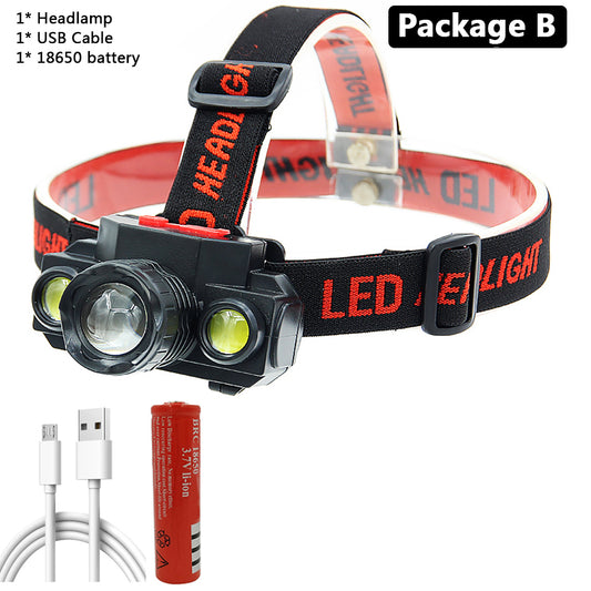 HL 05-4.5 Zoomable XP-G Q5 COB Led Fishing Headlight Use Rechargeable 18650 Battery Headlamp Head Flashlight Lamp Torch for Camping Light