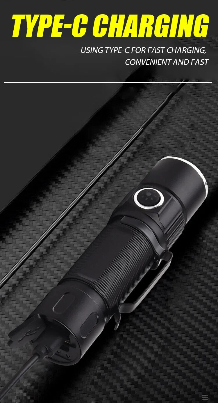 TC 04-6.0 Powerful Mini EDC LED Flashlight 2000LM Super Bright Keychain Light USB Rechargeable Torch Camping Lantern with Power Indicator