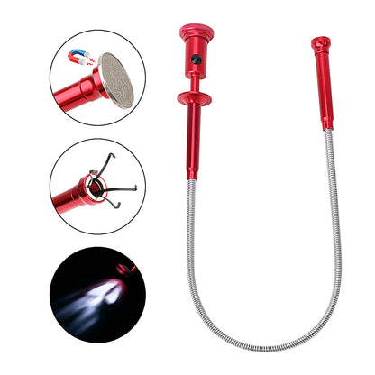 TL 05-3.5 Flexible Pick Up Tool Magnetic Long Spring Grip, Magnet + 4 Claw + LED Light Home Toilet Gadget Sewer Cleaning Pickup Tools