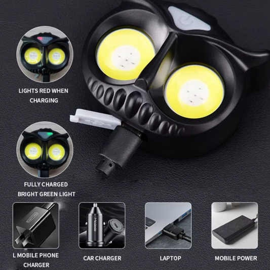 Owl Cob Headlamp Type-c Rechargeable Headlight Portable Rotating Hunting Lights Usb Magnet Led Head Flashlight Fishing Head Lamp